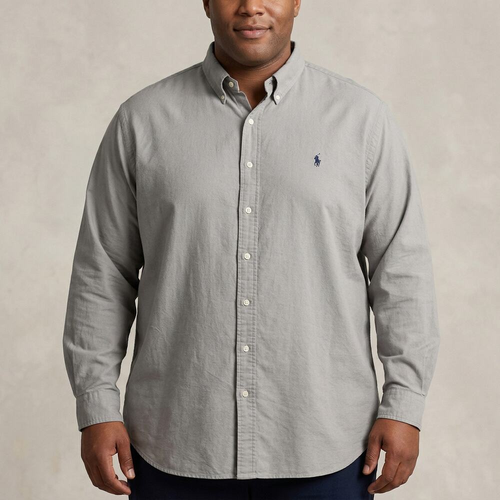 Polo Ralph Lauren Men's Grey Button Down Shirt Cotton Oxford Logo Big Tall 3XLT
